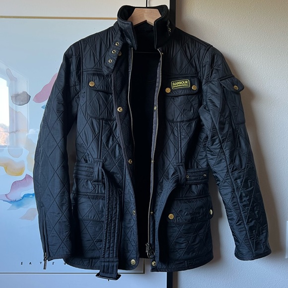 Barbour Jackets & Blazers - Barbour black quilted fleece lined moto jacket size 6